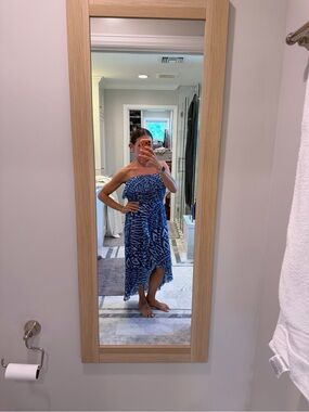 Sweet Pea Blue and White Patterned Vanity Mirror